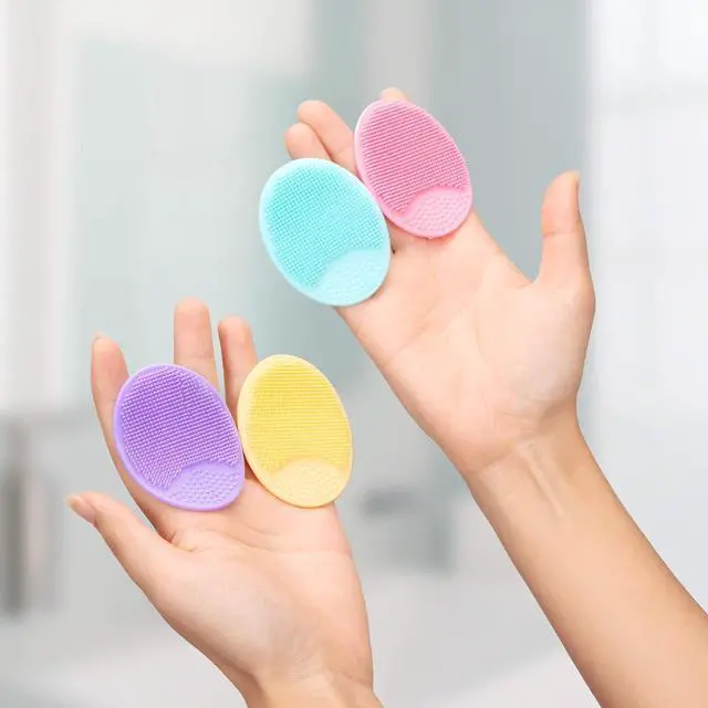 Alt view image 5 of 7 - 4 Pack Face Scrubber,JEXCULL Soft Silicone Facial Cleansing Brush Face Exfoliator Blackhead Acne Pore Pad Cradle Cap Face Wash Brush for Deep Cleaning Skin Care