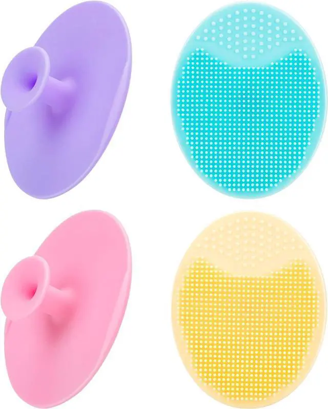 Main image of 4 Pack Face Scrubber,JEXCULL Soft Silicone Facial Cleansing Brush Face Exfoliator Blackhead Acne Pore Pad Cradle Cap Face Wash Brush for Deep Cleaning Skin Care