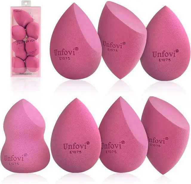 Main image of Makeup Sponge Set (4 Shapes 7 pcs) - Latex-Free Blending Sponge for Liquid, Cream & Powder, Soft Reusable Beauty Sponge for Wet/Dry Application, Face Foundation Blender (Rose Red)
