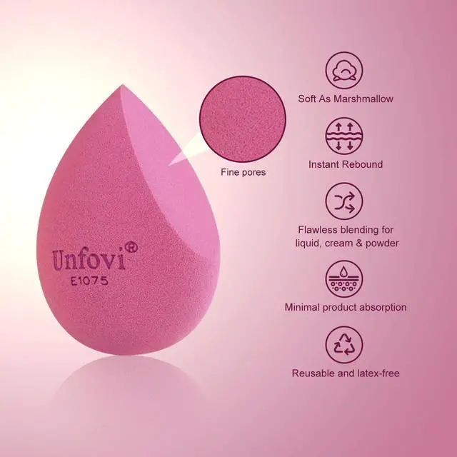 Alt view image 5 of 7 - Makeup Sponge Set (4 Shapes 7 pcs) - Latex-Free Blending Sponge for Liquid, Cream & Powder, Soft Reusable Beauty Sponge for Wet/Dry Application, Face Foundation Blender (Rose Red)