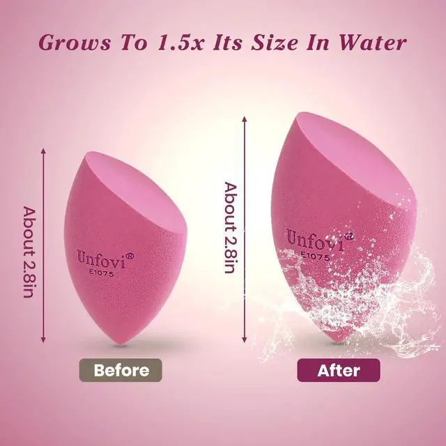 Alt view image 4 of 7 - Makeup Sponge Set (4 Shapes 7 pcs) - Latex-Free Blending Sponge for Liquid, Cream & Powder, Soft Reusable Beauty Sponge for Wet/Dry Application, Face Foundation Blender (Rose Red)