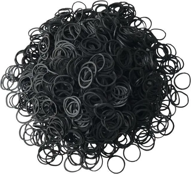Main image of 1200 Pcs Black Rubber BandsMini Hair Rubber Bands, Rubber Hair Ties, for Kids Hair, Braids Hair, Wedding Hairstyle and More by Aivwis (Diameter 15 mm, Black)