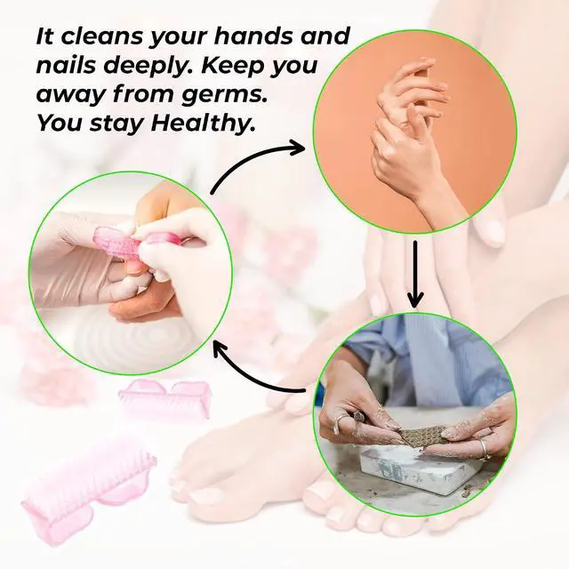 Alt view image 4 of 6 - 4 Pcs Nail Brush for daily Use - 4 Different Kinds of Fingernail brush with Plastic Handle Nail brush for cleaning Fingernails and Pedicure for Toes and Nails Men Women