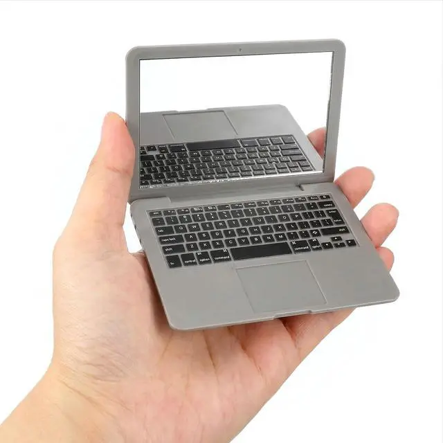 Alt view image 4 of 7 - Psyqtsuary Mini Laptop Mirror, 1 Pcs Pocket Size Laptop Shaped Mini Mirror for Purse Portable Folding Small Compact Mirror for Dollhouse Pet Travel Makeup Home Decorations (Grey)