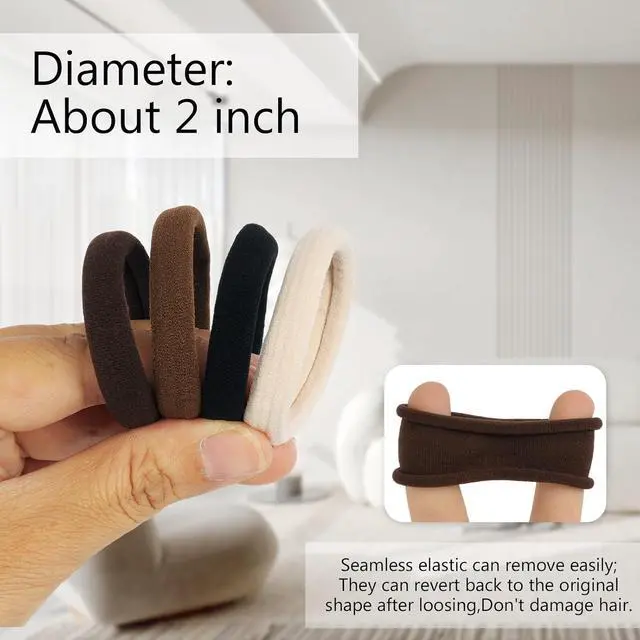 Alt view image 3 of 7 - Hair Ties for Women, Black Elastic Hair Bands, 2 Inch Seamless No-Damage Hair Elastics (Black-60pcs)