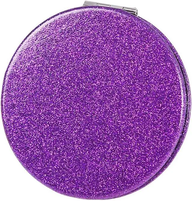 Main image of Cute Purple Compact Mirror for Women,Magnifying Travel Mirror with Glitter,Leather Small Pocket Mirror,Portable 2 x 1x Magnification Folding Makeup Mirror,Cosmetic Mirror for Gift
