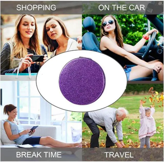 Alt view image 5 of 7 - Cute Purple Compact Mirror for Women,Magnifying Travel Mirror with Glitter,Leather Small Pocket Mirror,Portable 2 x 1x Magnification Folding Makeup Mirror,Cosmetic Mirror for Gift