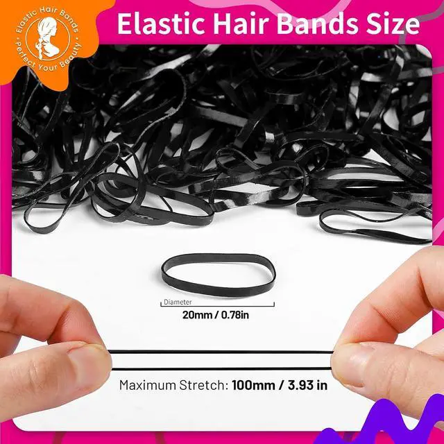 Alt view image 2 of 7 - Teenitor Black Elastics Ties, 300pcs Rubber Bands Hair Soft Elastic Bands