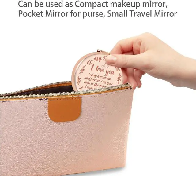 Alt view image 5 of 7 - Compact Mirror Round 2.6 Metal Double Sided 1X/2X Engraved Pocket Mirror Gifts for Daughter (RGDr01)