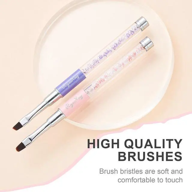 Alt view image 3 of 7 - 2PCS Nail Art Clean Up Brushes - Flat/Angled Nail Brushes for Cleaning Polish Mistakes on the Cuticles, Brushes for Nail Art and Designs Painting DIY