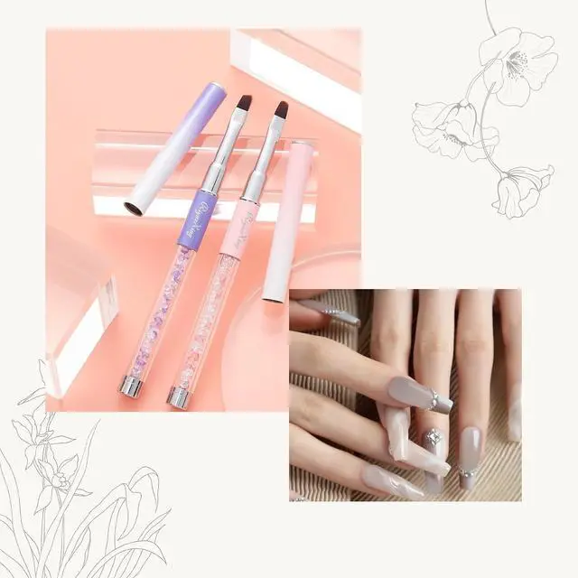 Alt view image 5 of 7 - 2PCS Nail Art Clean Up Brushes - Flat/Angled Nail Brushes for Cleaning Polish Mistakes on the Cuticles, Brushes for Nail Art and Designs Painting DIY