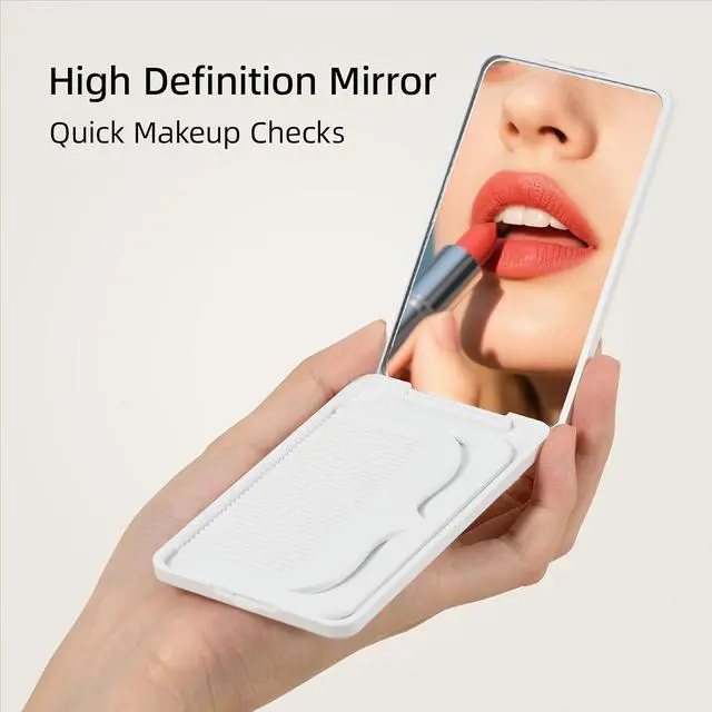 Alt view image 5 of 7 - RHOS Folding Mirror with Comb, Pocket Makeup Mirror for Women and Kid Girls | Comb and Mirror Set, Compact & Portable for Travel, Purse, Handbag (White)