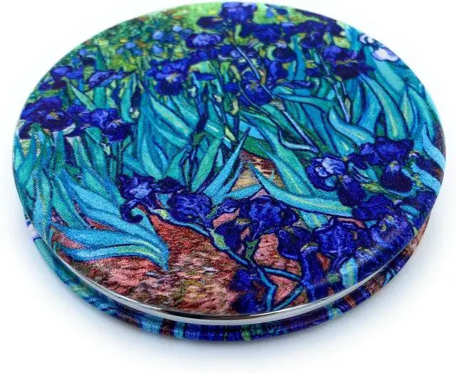 Main image of Pocket Mirror for Women Small Travel Mirror Magnifying Van Gogh Irises Flower Purse Mirror Compact Unique Gift for Artistic Mom
