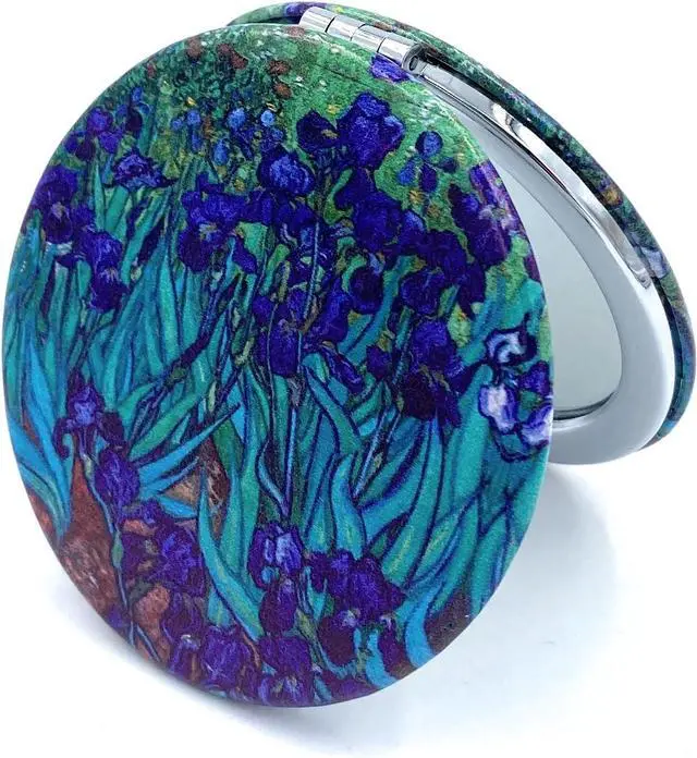 Alt view image 2 of 6 - Pocket Mirror for Women Small Travel Mirror Magnifying Van Gogh Irises Flower Purse Mirror Compact Unique Gift for Artistic Mom