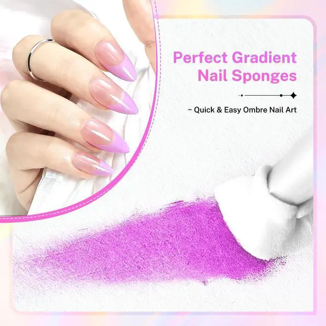 Alt view image 3 of 7 - JODSONE 100PCS Soft Nail Sponges for Ombre with 1 Stainless Grabbing Pen Professional Gradient Nail Sponge Tool Nail Art Gradient Designs Blush Nail Art