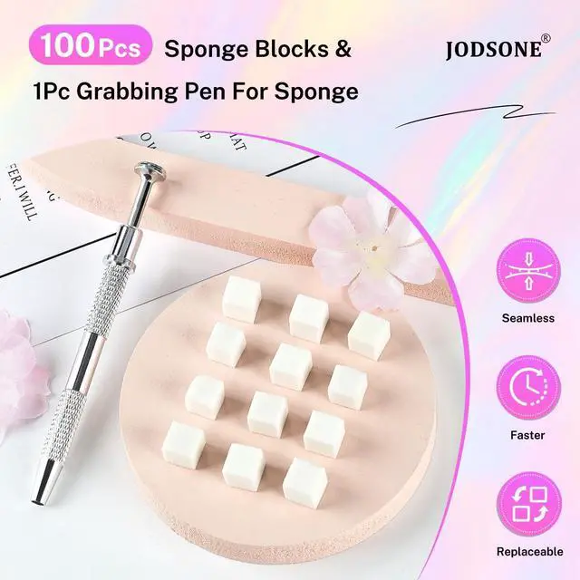 Alt view image 5 of 7 - JODSONE 100PCS Soft Nail Sponges for Ombre with 1 Stainless Grabbing Pen Professional Gradient Nail Sponge Tool Nail Art Gradient Designs Blush Nail Art