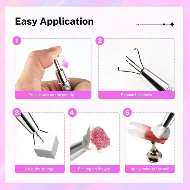 Alt view image 7 of 7 - JODSONE 100PCS Soft Nail Sponges for Ombre with 1 Stainless Grabbing Pen Professional Gradient Nail Sponge Tool Nail Art Gradient Designs Blush Nail Art