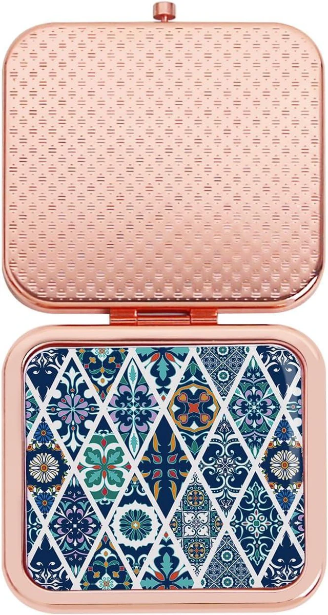 Alt view image 3 of 7 - Purse Mirror Compact, Rosegold Square 2.8×2.8 Metal Frame DropRubber Style Double Sided 1X/2X Small Mirror for Purse (Ethinc03)