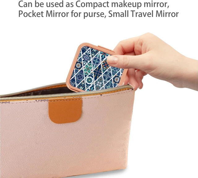 Alt view image 5 of 7 - Purse Mirror Compact, Rosegold Square 2.8×2.8 Metal Frame DropRubber Style Double Sided 1X/2X Small Mirror for Purse (Ethinc03)