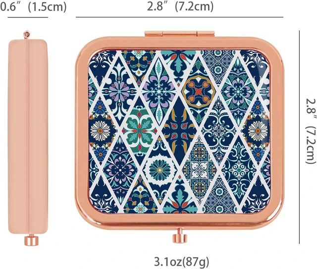 Alt view image 4 of 7 - Purse Mirror Compact, Rosegold Square 2.8×2.8 Metal Frame DropRubber Style Double Sided 1X/2X Small Mirror for Purse (Ethinc03)