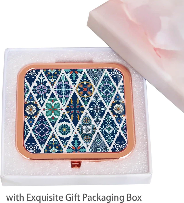 Alt view image 6 of 7 - Purse Mirror Compact, Rosegold Square 2.8×2.8 Metal Frame DropRubber Style Double Sided 1X/2X Small Mirror for Purse (Ethinc03)