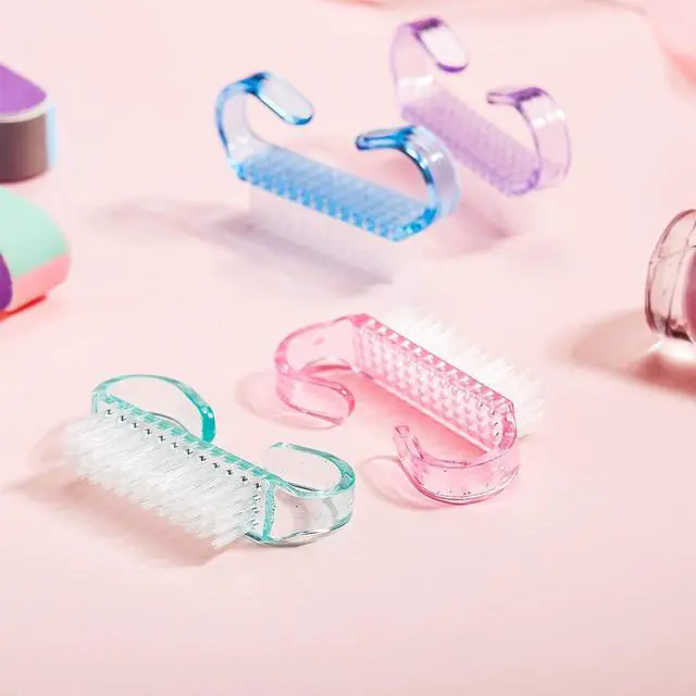 Alt view image 3 of 7 - 4 Pieces Handle Nail Brush Nail Hand Scrubbing Cleaning Brush (Small, Multicolor)