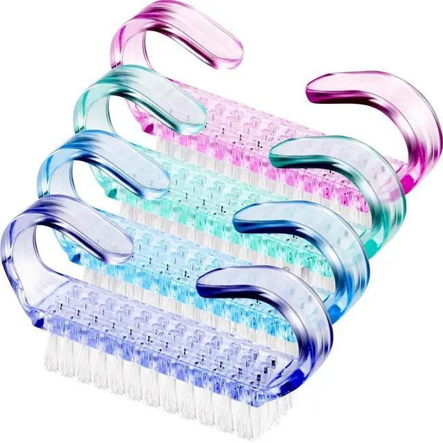 Main image of 4 Pieces Handle Nail Brush Nail Hand Scrubbing Cleaning Brush (Small, Multicolor)