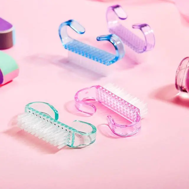 Alt view image 4 of 7 - 4 Pieces Handle Nail Brush Nail Hand Scrubbing Cleaning Brush (Small, Multicolor)