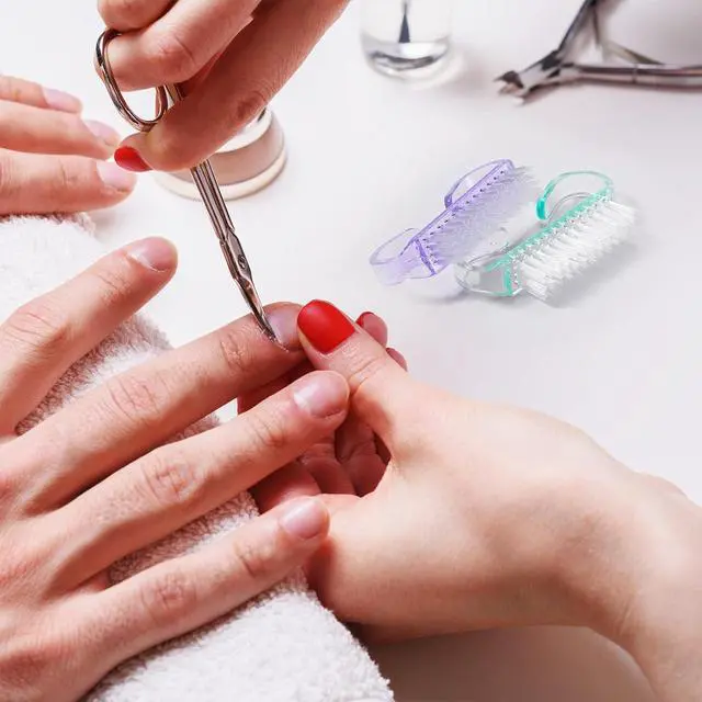 Alt view image 6 of 7 - 4 Pieces Handle Nail Brush Nail Hand Scrubbing Cleaning Brush (Small, Multicolor)