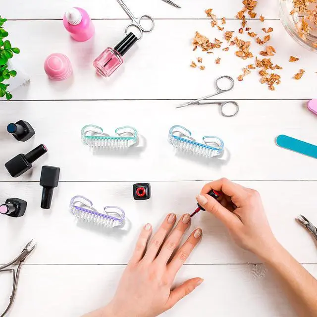Alt view image 7 of 7 - 4 Pieces Handle Nail Brush Nail Hand Scrubbing Cleaning Brush (Small, Multicolor)