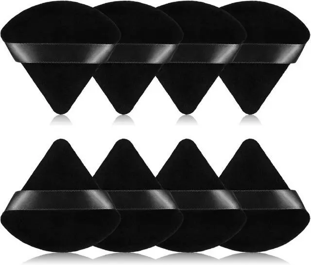 Main image of 8Pcs of Triangular Powder Puff Makeup Sponges, Made of Super-soft Velvet, Designed for Contouring, Eye, and Corner, Beauty Blender Foundation Mixing Container.(Black)