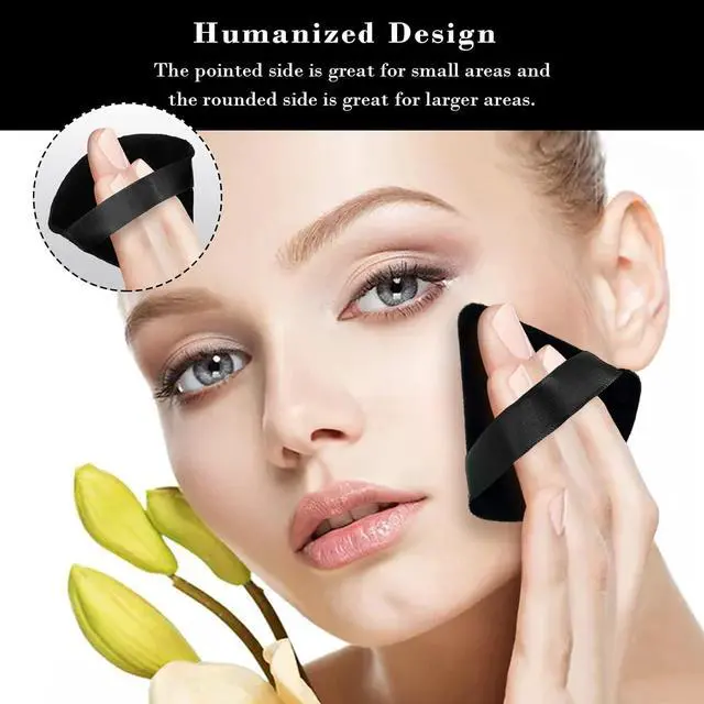 Alt view image 5 of 6 - 8Pcs of Triangular Powder Puff Makeup Sponges, Made of Super-soft Velvet, Designed for Contouring, Eye, and Corner, Beauty Blender Foundation Mixing Container.(Black)