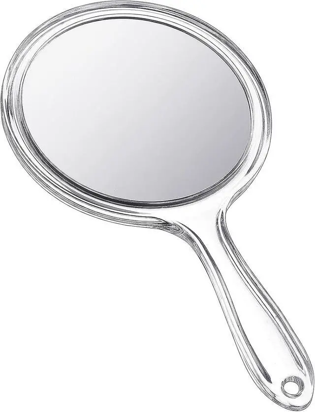 Main image of Jetec Hand Mirror Double-Sided Handheld Mirror 1X/ 2X Magnifying Mirror with Handle Transparent Hand Mirror Rounded Shape Makeup Mirror (Clear)