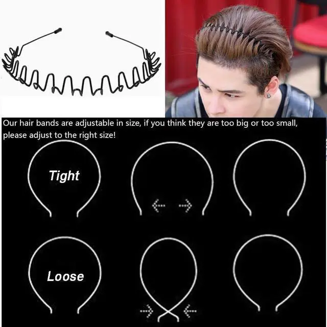 Alt view image 5 of 7 - WantGor Metal Headbands, 2 Pack Fashion Unisex Black Hairband Hair Hoop | Spring Wave Non Slip Sports Headwear Hair Accessories (2 Pack)