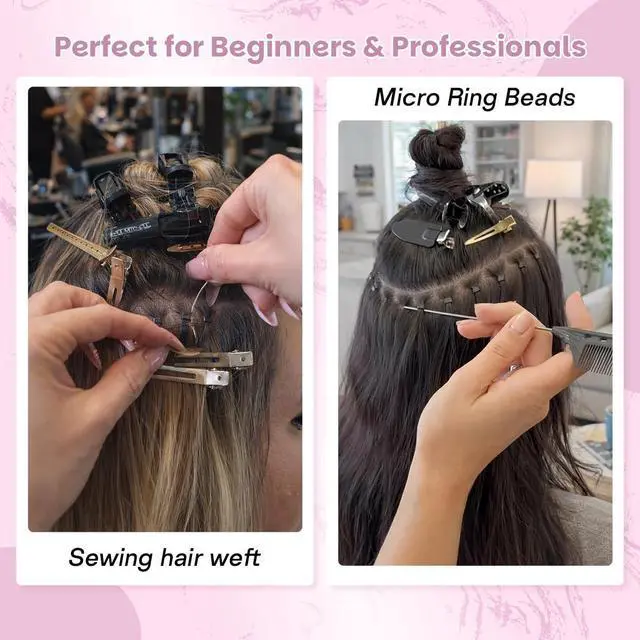 Alt view image 3 of 7 - Kraler Hair Extension Tool Kit 200 Pcs blonde Hair Extension Beads With Tool
