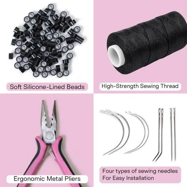 Alt view image 6 of 7 - Kraler Hair Extension Tool Kit 200 Pcs blonde Hair Extension Beads With Tool