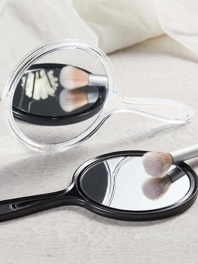 Alt view image 7 of 7 - Macaki 8.3" L x 4.5" W Hand Mirror with 5X Magnification for Makeup, Clear | 1x/5x Double-Sided Handheld Magnifying Mirror,Lightweight and Compact, for Makeup Touch-ups and Skincare