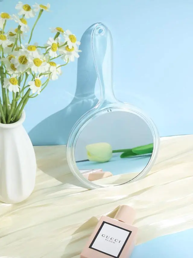 Alt view image 6 of 7 - Macaki 8.3" L x 4.5" W Hand Mirror with 5X Magnification for Makeup, Clear | 1x/5x Double-Sided Handheld Magnifying Mirror,Lightweight and Compact, for Makeup Touch-ups and Skincare