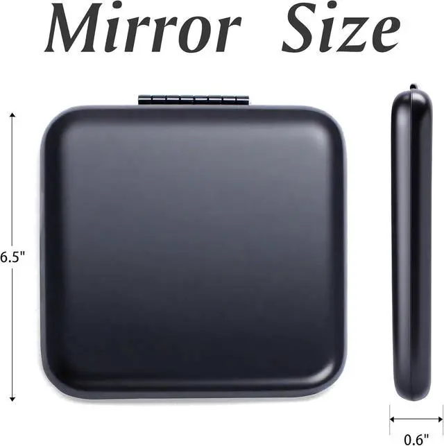 Alt view image 4 of 7 - Compact Mirror, Pocket Travel Makeup Mirror for Purse, Metal Square Shell, 2-Sided 1X/2X Magnifying, Portable, Folding, Handheld, Black,1 Pack