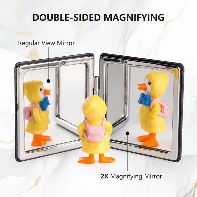 Alt view image 4 of 7 - Compact Mirror, 1x/2x Magnifying Foldable Cosmetic Mirror, Portable Travel Mirror for Pocket and Purses, Singer Merch Compact Mirror for Fans (Black)