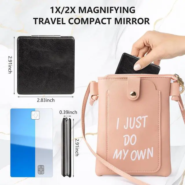 Alt view image 2 of 7 - Compact Mirror, 1x/2x Magnifying Foldable Cosmetic Mirror, Portable Travel Mirror for Pocket and Purses, Singer Merch Compact Mirror for Fans (Black)