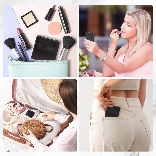 Alt view image 7 of 7 - Compact Mirror, 1x/2x Magnifying Foldable Cosmetic Mirror, Portable Travel Mirror for Pocket and Purses, Singer Merch Compact Mirror for Fans (Black)