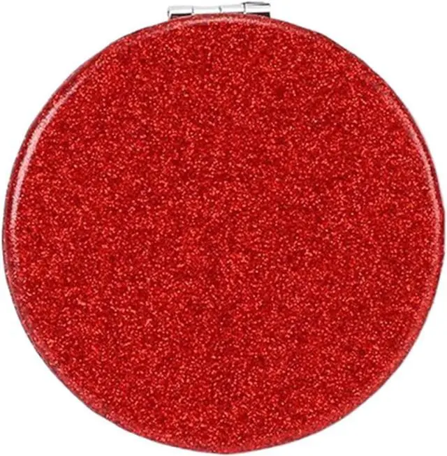 Main image of Red Compact Mirror for Purse,Magnifying Travel Mirror with Glitter,Double-Sided Small Pocket Mirror,Portable 2 x 1x Magnification Folding Makeup Mirror,Cosmetic Mirror for Gift
