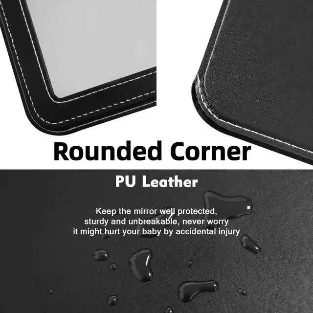 Alt view image 5 of 7 - Large Folding Mirror Portable, Travel Foldable PU Adjustable Rectangular Ultrathin Vanity Mirror Rounded Corner with Multi Stand Angle, for Travel, Camping,Home 9x7 Inch