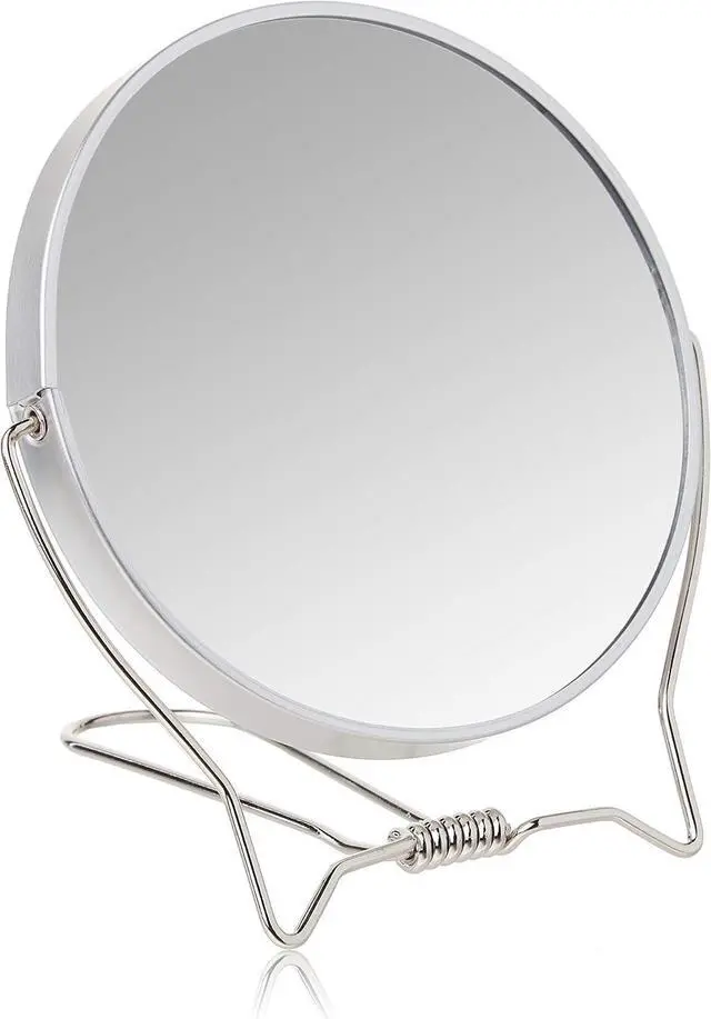 Main image of Goody Two-Sided Makeup Mirror with Stand - 1X and 3X Dual Sided Magnification - Lightweight & Portable Table Top Magnifying Vanity Mirror