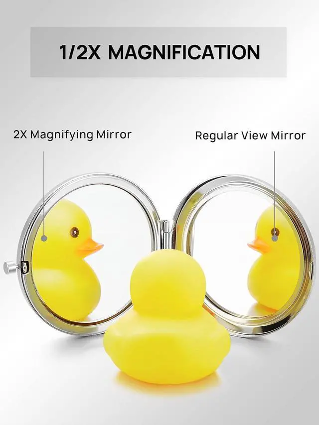 Alt view image 3 of 7 - Compact Mirror, 1x/2x Magnification Pocket Mirror, Silver | Compact Mirror for Purse, Metal+Glass, Foldable Double-Sided Mirror, Purse Essentials, Portable, Travel, Quick Touch-ups