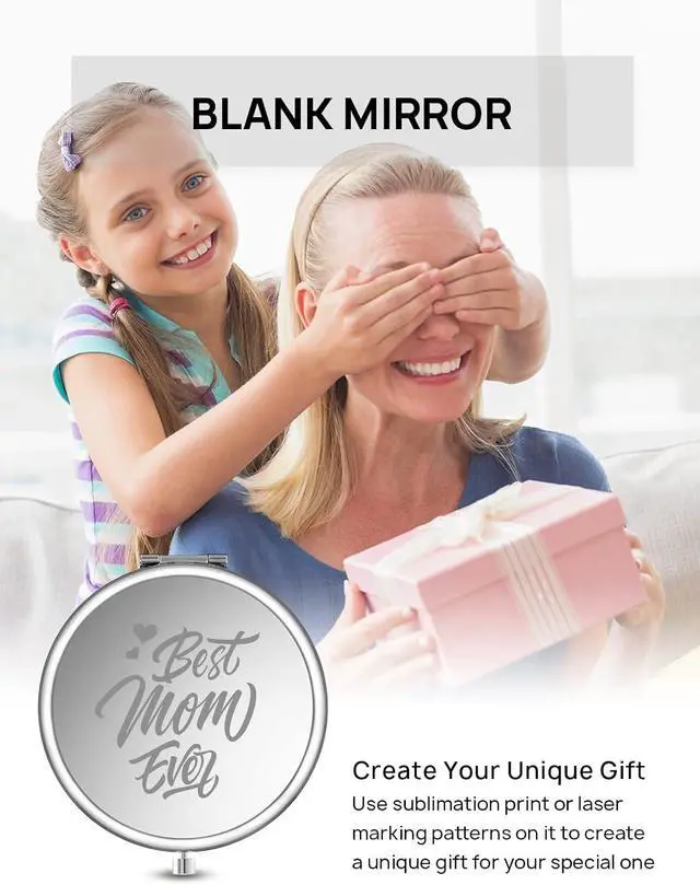 Alt view image 6 of 7 - Compact Mirror, 1x/2x Magnification Pocket Mirror, Silver | Compact Mirror for Purse, Metal+Glass, Foldable Double-Sided Mirror, Purse Essentials, Portable, Travel, Quick Touch-ups