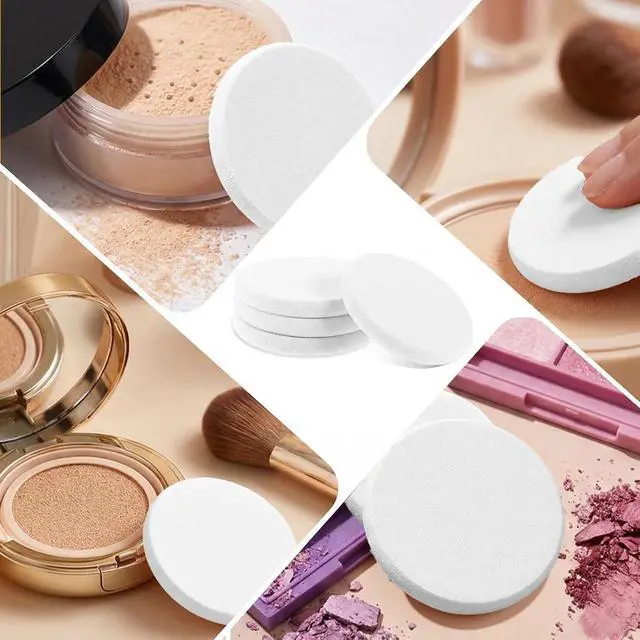 Alt view image 5 of 7 - Nogeqi 4 Pcs Flat Makeup Sponges for Foundation, Round Shape Foundation Sponge, White Make Up Sponge for Face,Sponges Makeup Applicator for Natural Easy Soft Long-Lasting and Beginner
