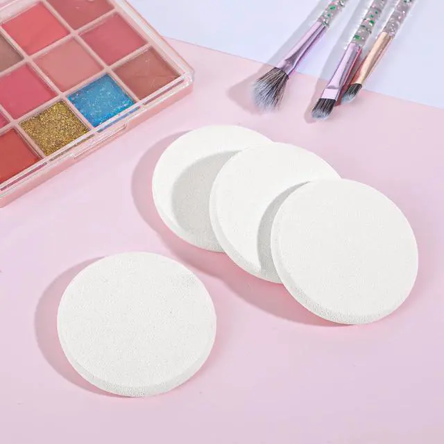 Alt view image 6 of 7 - Nogeqi 4 Pcs Flat Makeup Sponges for Foundation, Round Shape Foundation Sponge, White Make Up Sponge for Face,Sponges Makeup Applicator for Natural Easy Soft Long-Lasting and Beginner