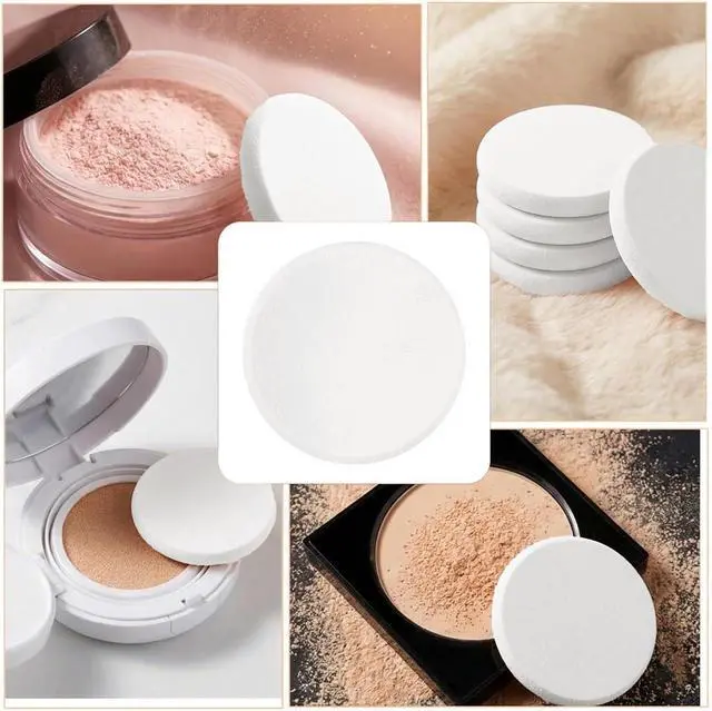 Alt view image 7 of 7 - Nogeqi 4 Pcs Flat Makeup Sponges for Foundation, Round Shape Foundation Sponge, White Make Up Sponge for Face,Sponges Makeup Applicator for Natural Easy Soft Long-Lasting and Beginner